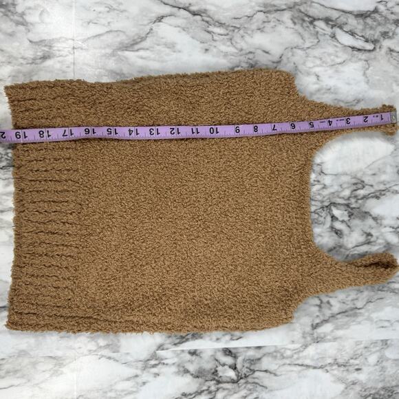 Skims Cozy Light Brown Cropped Tank Top Womens Medium Fuzzy Soft Stretch - Picture 6 of 6
